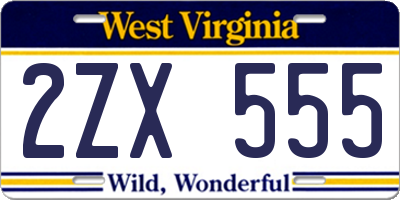 WV license plate 2ZX555