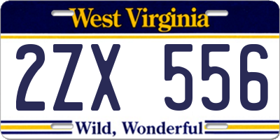 WV license plate 2ZX556