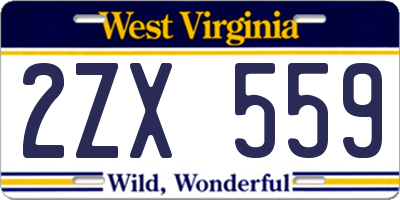 WV license plate 2ZX559