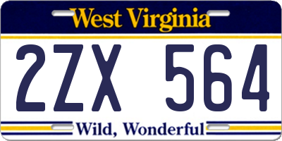WV license plate 2ZX564