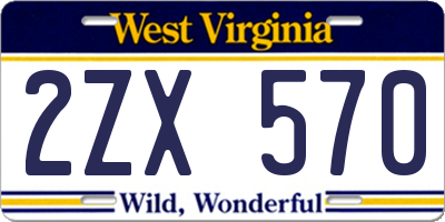 WV license plate 2ZX570