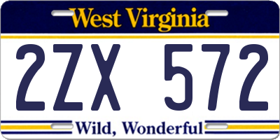 WV license plate 2ZX572