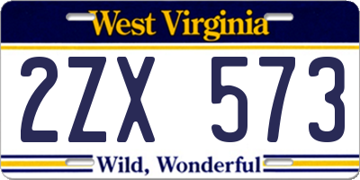 WV license plate 2ZX573