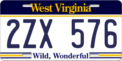 WV license plate 2ZX576