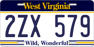 WV license plate 2ZX579