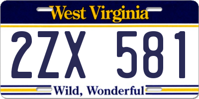 WV license plate 2ZX581