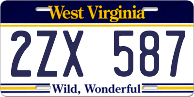 WV license plate 2ZX587
