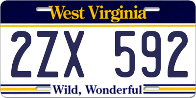 WV license plate 2ZX592