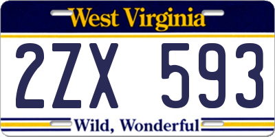 WV license plate 2ZX593