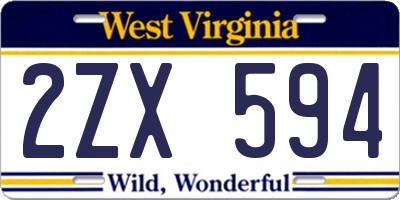 WV license plate 2ZX594