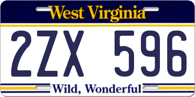 WV license plate 2ZX596