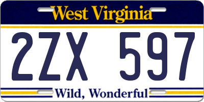 WV license plate 2ZX597