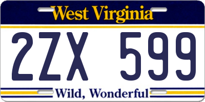 WV license plate 2ZX599