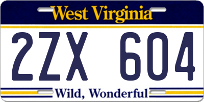 WV license plate 2ZX604