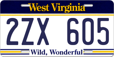 WV license plate 2ZX605