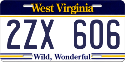 WV license plate 2ZX606