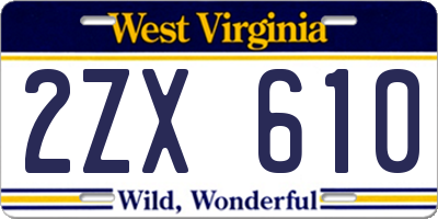 WV license plate 2ZX610