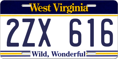 WV license plate 2ZX616
