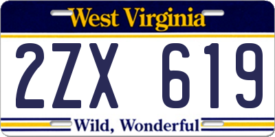 WV license plate 2ZX619