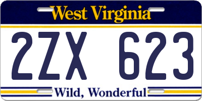 WV license plate 2ZX623