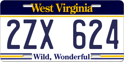 WV license plate 2ZX624