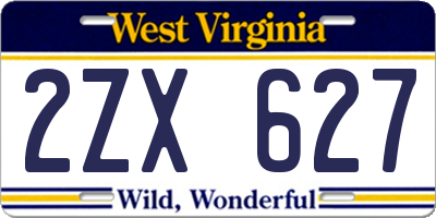 WV license plate 2ZX627