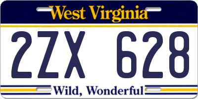 WV license plate 2ZX628