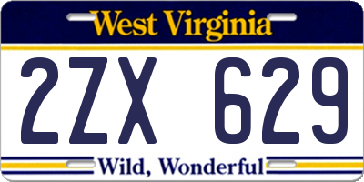 WV license plate 2ZX629