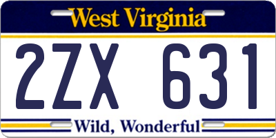 WV license plate 2ZX631
