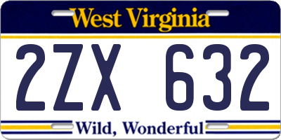 WV license plate 2ZX632