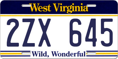 WV license plate 2ZX645