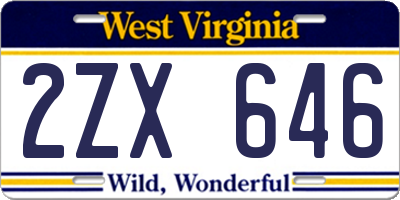 WV license plate 2ZX646
