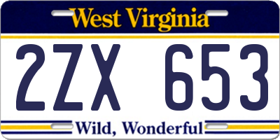 WV license plate 2ZX653