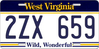 WV license plate 2ZX659