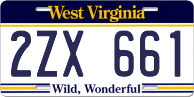 WV license plate 2ZX661