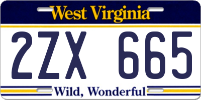 WV license plate 2ZX665