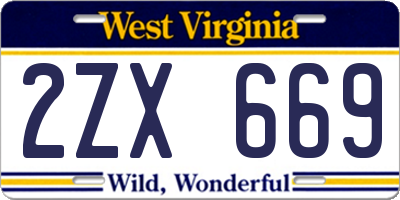 WV license plate 2ZX669