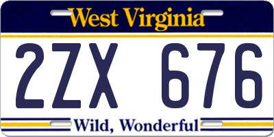 WV license plate 2ZX676