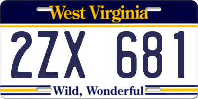 WV license plate 2ZX681