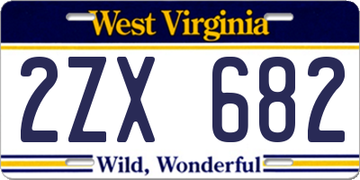WV license plate 2ZX682