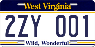 WV license plate 2ZY001