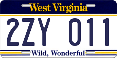WV license plate 2ZY011