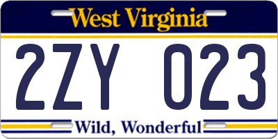 WV license plate 2ZY023