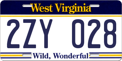 WV license plate 2ZY028
