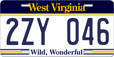 WV license plate 2ZY046