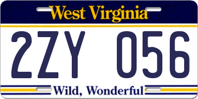 WV license plate 2ZY056