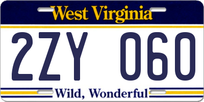 WV license plate 2ZY060