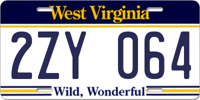 WV license plate 2ZY064