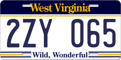 WV license plate 2ZY065