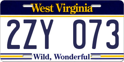 WV license plate 2ZY073